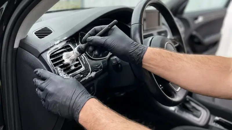 Interior of a car being detailed by RM Auto Revival